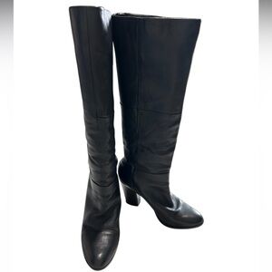 Aldo Women’s Black Leather Zip Up Heeled Boots Sz 8.5 Fall winter Casual Dress